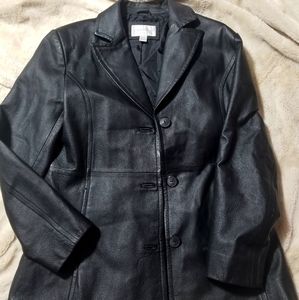 Black Leather Long Blazer